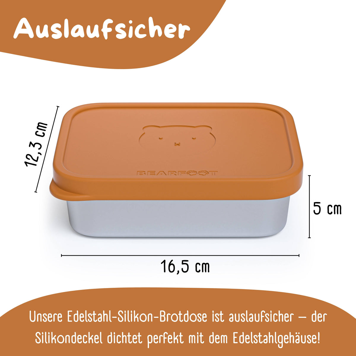 Kids' Stainless Steel Lunch Box with Silicone Insert - Brown