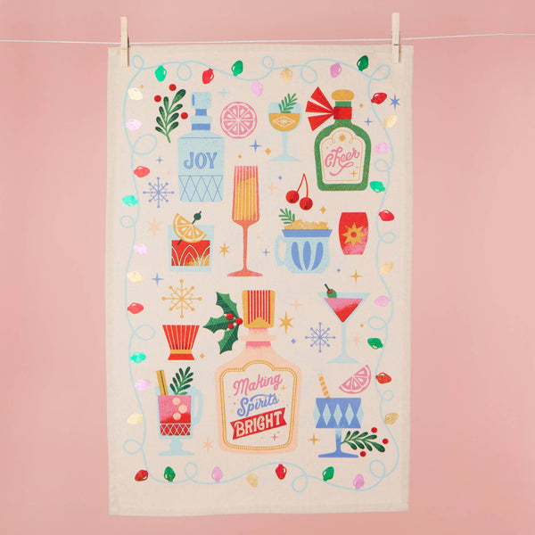 Spirits Bright Christmas Decorative Tea Towel