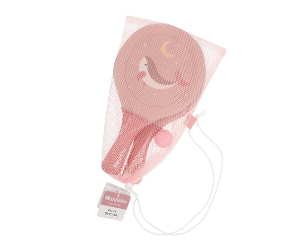 Whale Pink Neoprene Beach Paddles with Ball