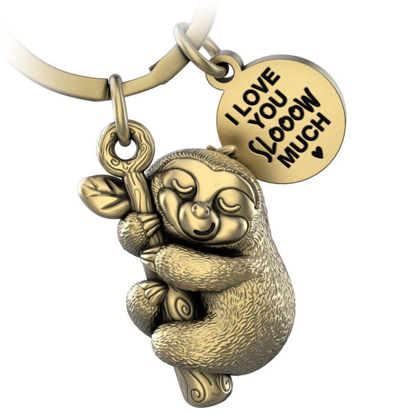 Lazy keychain "I love you slooow much" "Dreamy" with engraving - Cute lucky charm