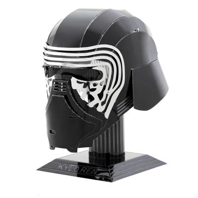 MetalEarth: STAR WARS/SÉRIE DE CASQUES - KYLO REN 6.50x4.50x6.80cm, maquette 3D en métal avec 2 feuilles, sur carte 12x17cm, 14+