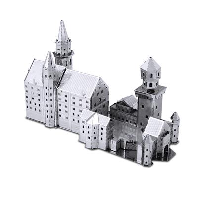 MetalEarth Architecture: CHATEAU NEUSCHWANSTEIN 11,5x5x7,3cm, maquette 3D en métal avec 3 feuilles, sur carte 12x17cm, 14+
