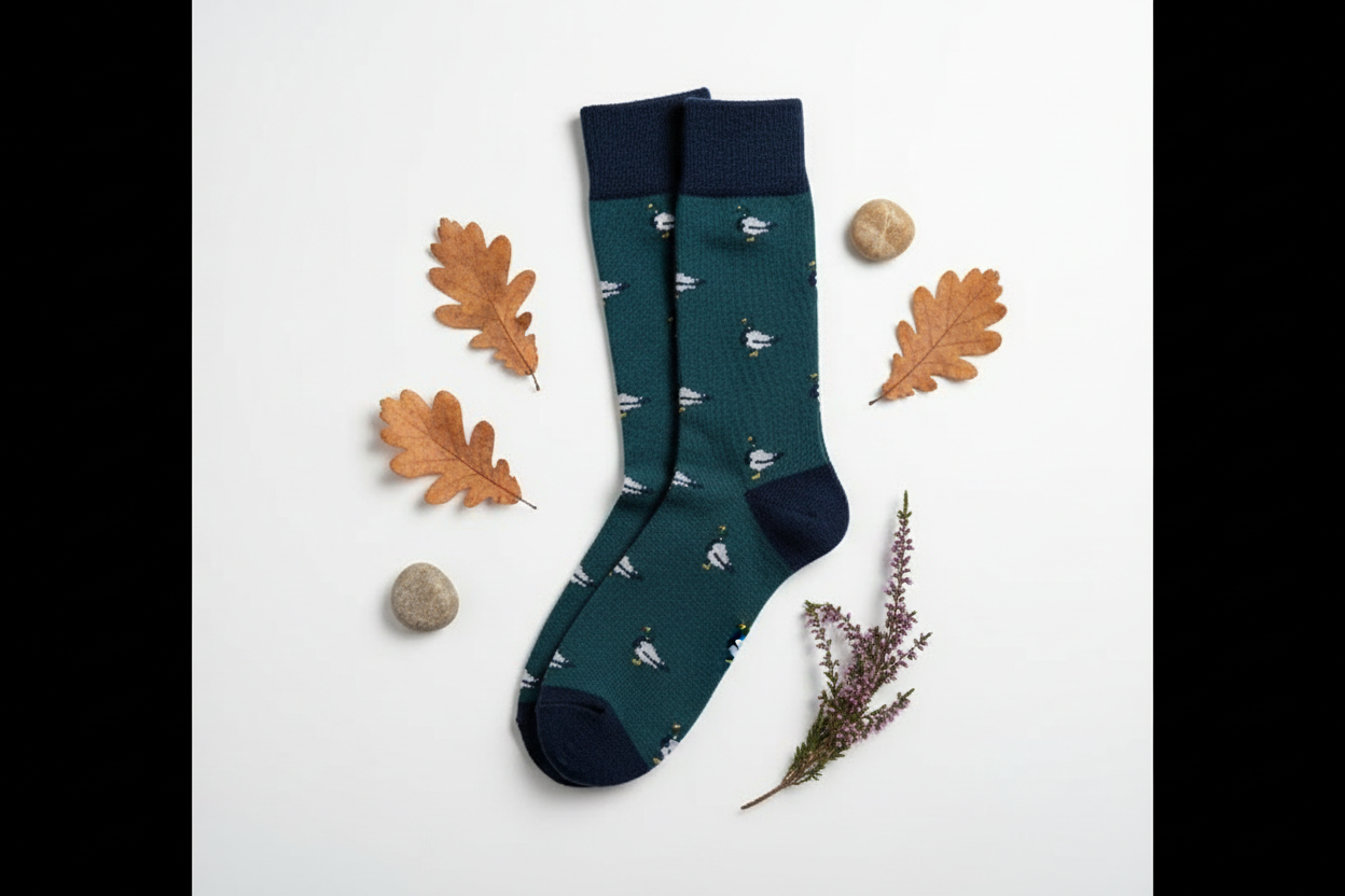 Chaussettes Canard en Coton Bio Vertes Sans Couture