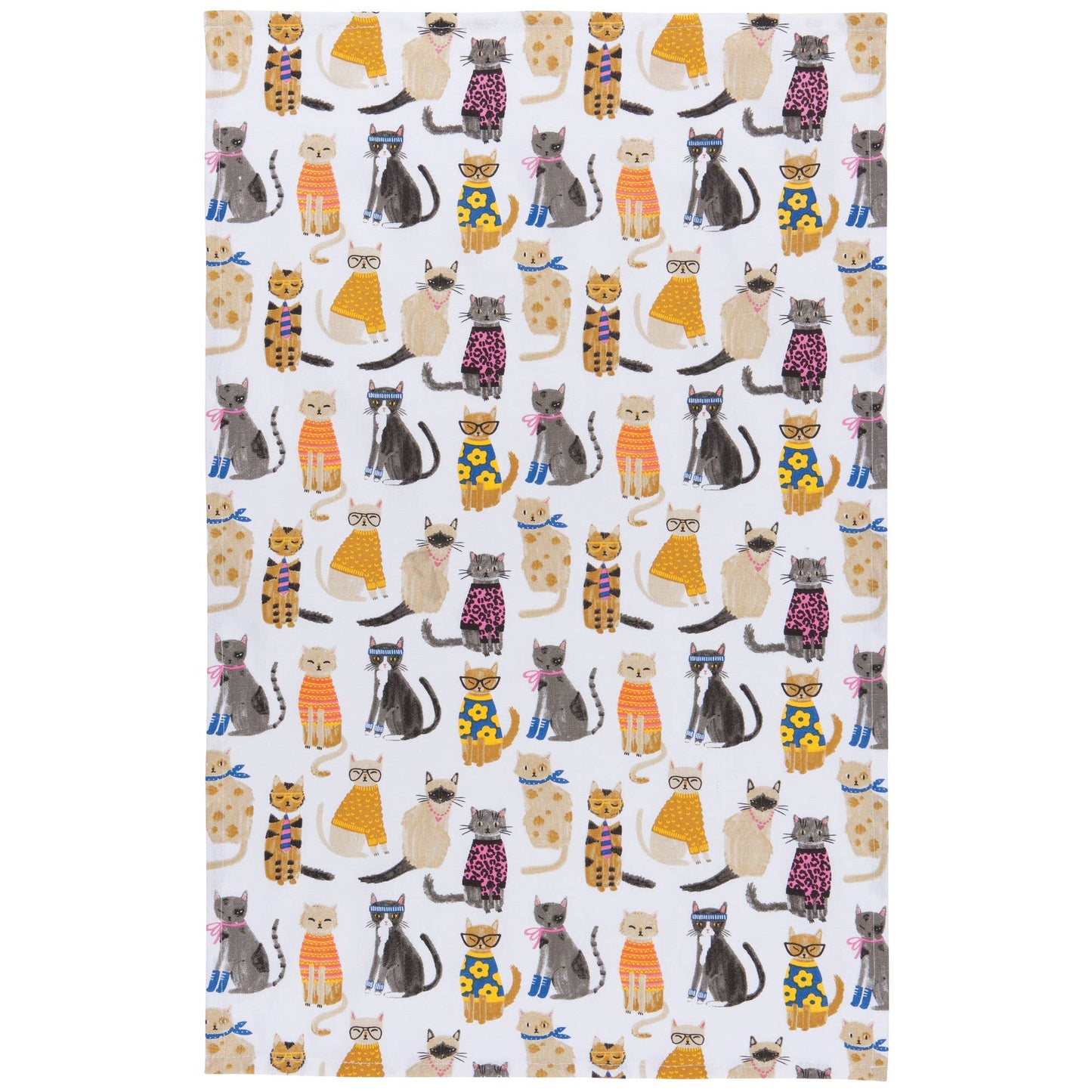 Trendy theedoek met kattenmotief