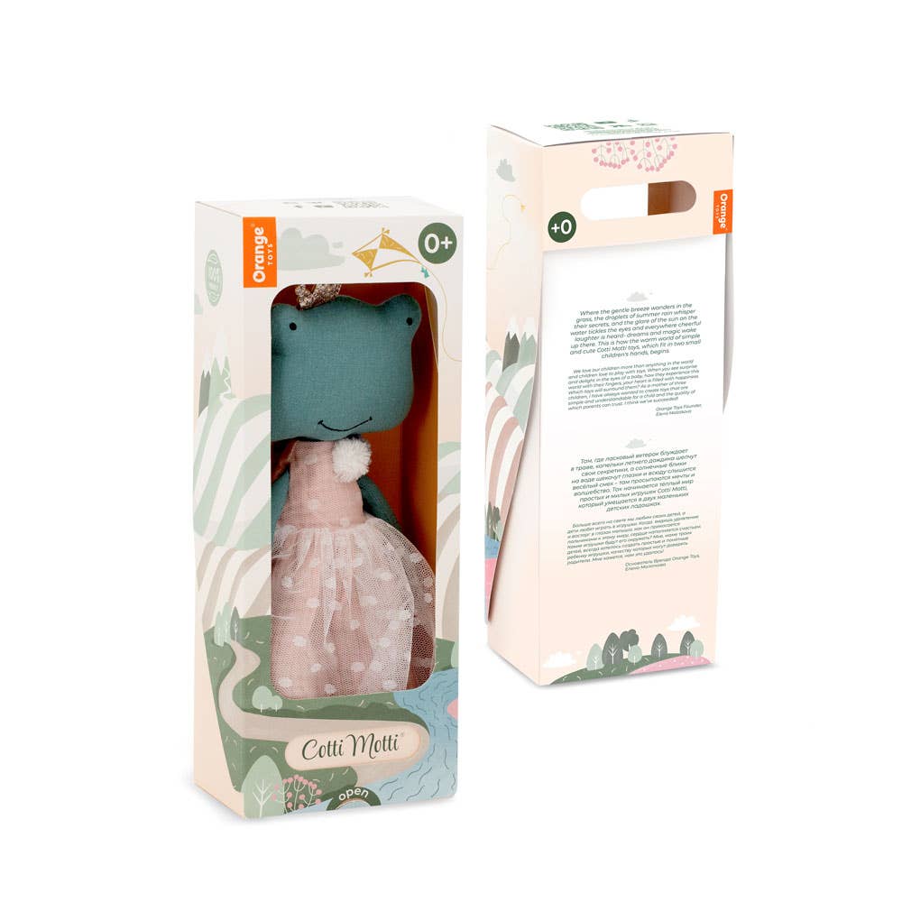 Pluche speelgoed van katoen, Fiona de verklede kikker - 29 cm - 0+