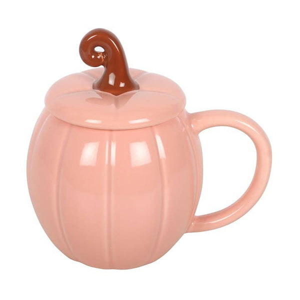 Pink Autumn Pumpkin Mug with Lid