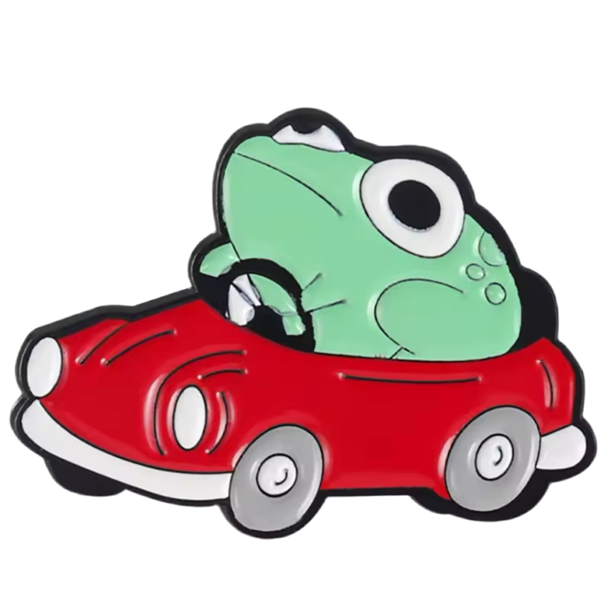 pins grenouille dans cabriolet rouge