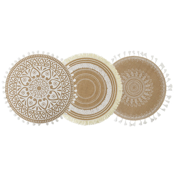 WHITE JUTE PLACEMAT 3 ASS - 5908803