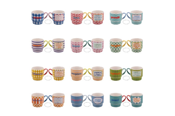 MORE AMOR STACKABLE MUG 12 ASSORTED ZODIAC 330ML - 5924756