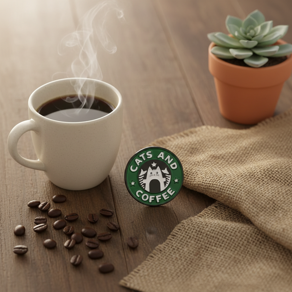 Pins Katzen und Kaffee