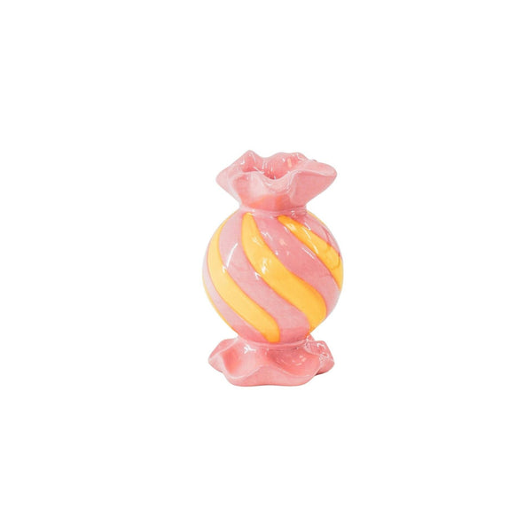 Candlestick - Toffee Candy - Ceramic - Pink/Yellow - 8.5x8.5x13 cm