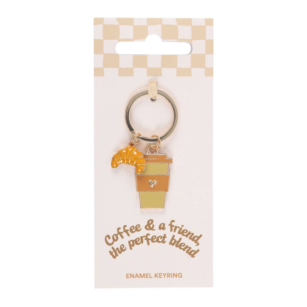 "Coffee and a Friend" Croissant Keychain