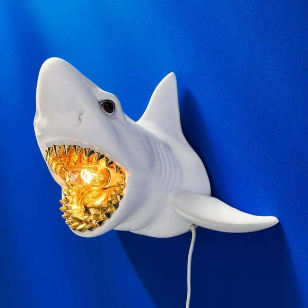 Hai Sharky Shark Wall Light, White/Gold