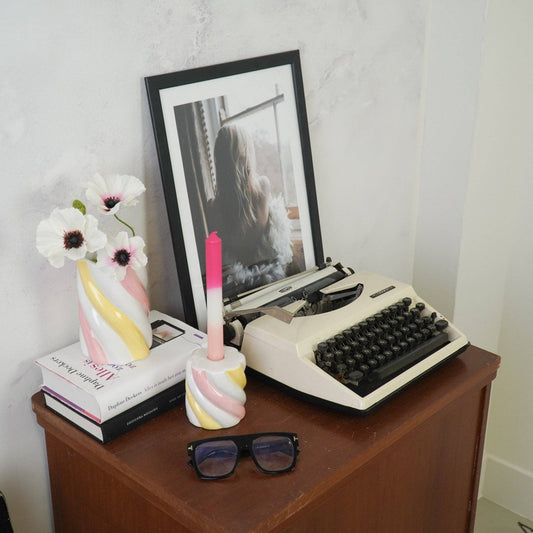 Vaas - Marshmallow - Geel/Roze/Wit - 10x10x15cm