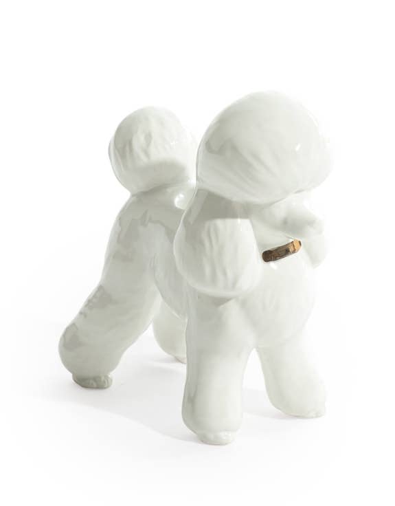 White Poodle Candle Holder