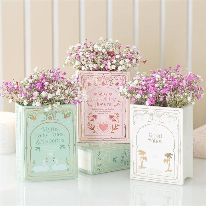 Vase in the shape of a white book