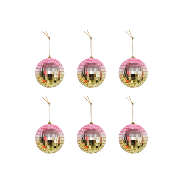 Boule de Noël Disco Rose/or - 6-Pack