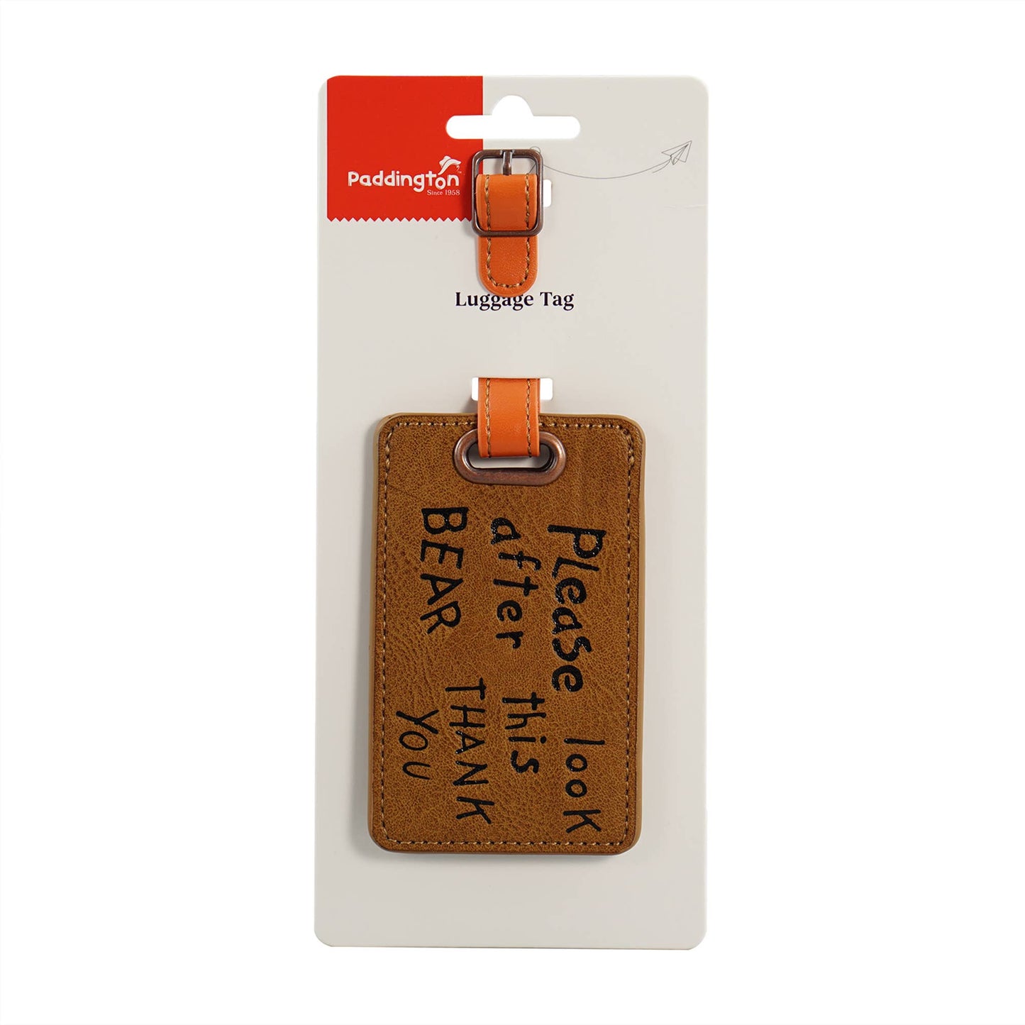 Luggage tag — Paddington Bear (please take care of this bear)