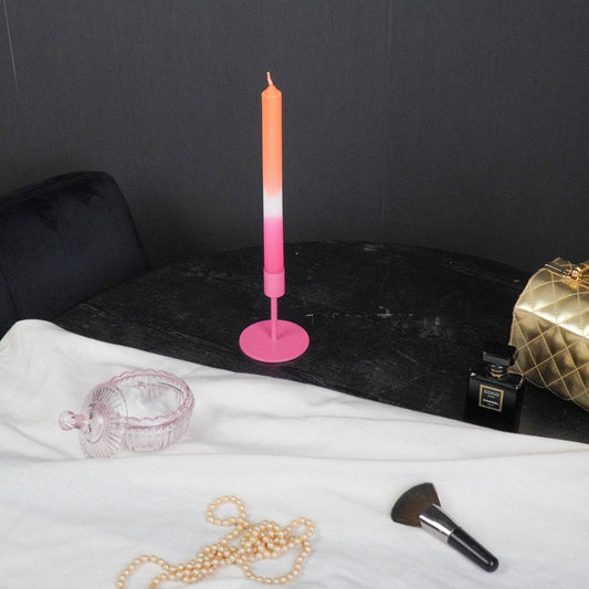 Candlestick - Basic - Metal - Neon Pink - 8x8x10cm
