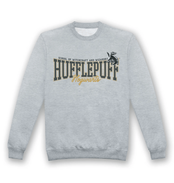 Sweat adulte Harry Potter Poufsouffle Collegiate gris chiné