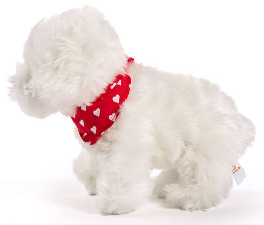 Standing Maltese Bichon Plush - With bandana