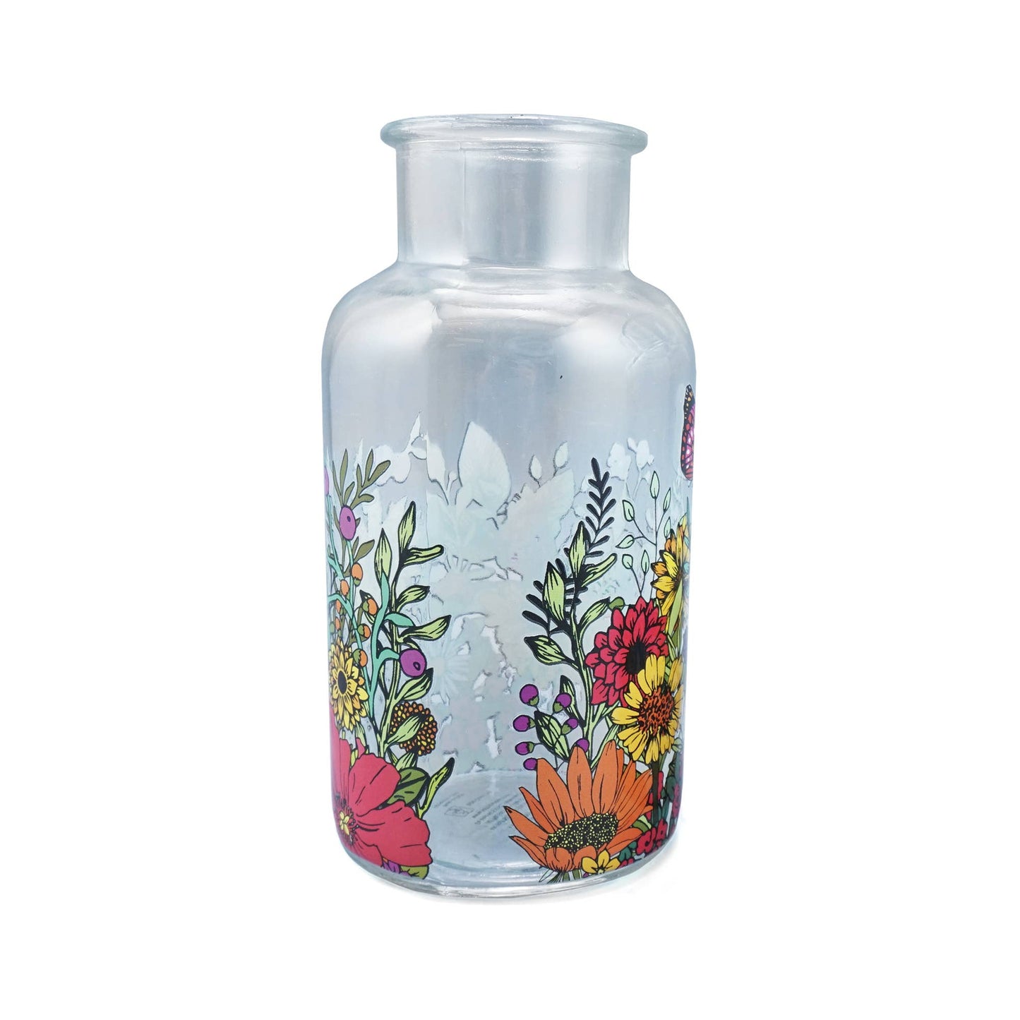 Glass vase with wildflowers