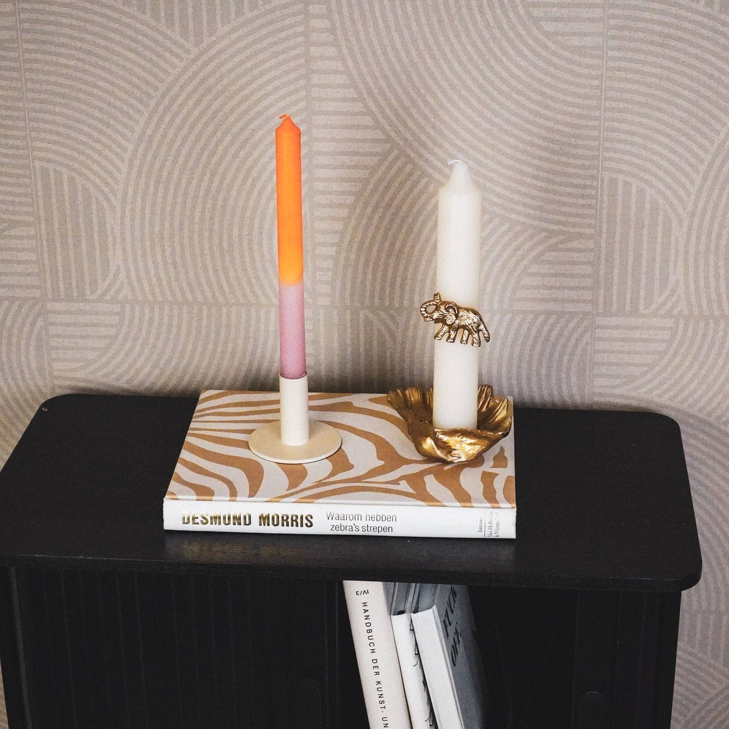Kandelaar - Basis - Metaal - Beige - 8x8x6,5 cm