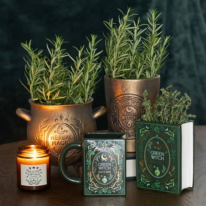 Book-Shaped Vase - Green Witch
