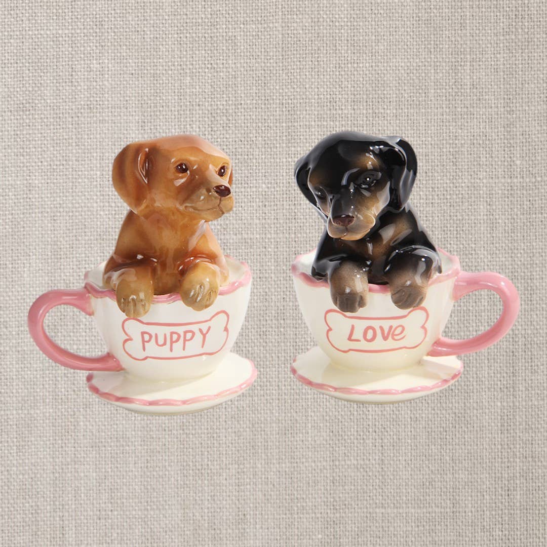 Dachshund Salt and Pepper Shaker Set, Tea Cups