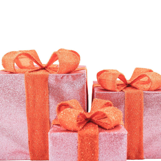 LED Christmas Gift - S3 - Polystyrene - Pink/Orange - 15/20/25cm