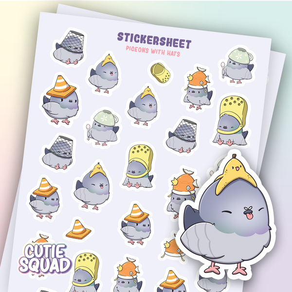 Pigeon sticker sheets with hats