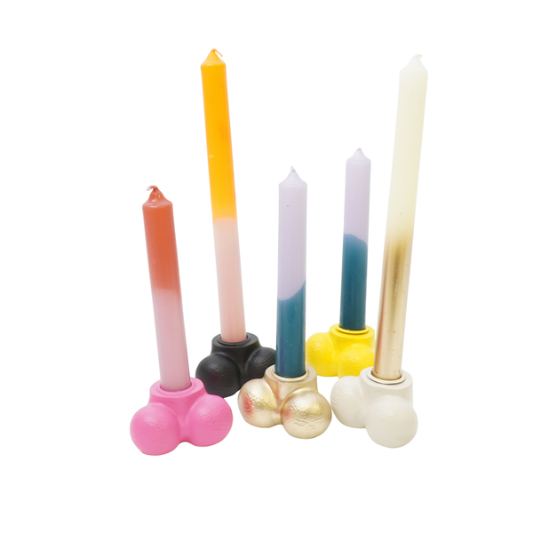 Candle holder - Scrotum - Polyresin - Black - 7.5x5.5x4cm