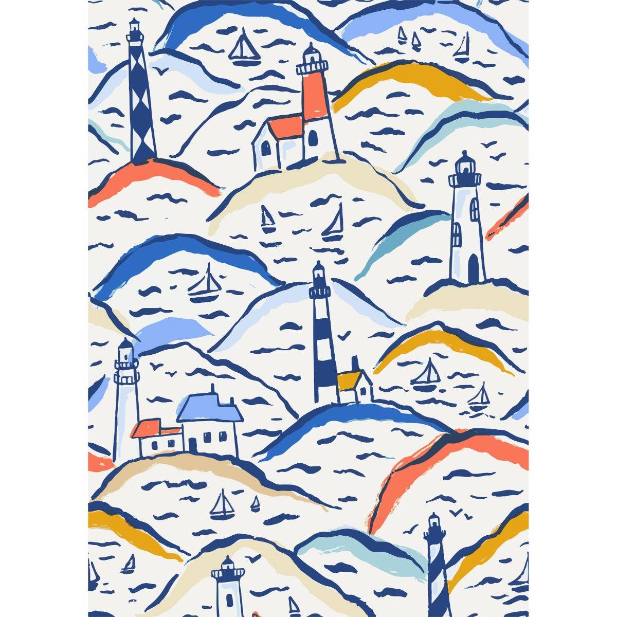 Lighthouse Scene Tea Towel, 71x51cm