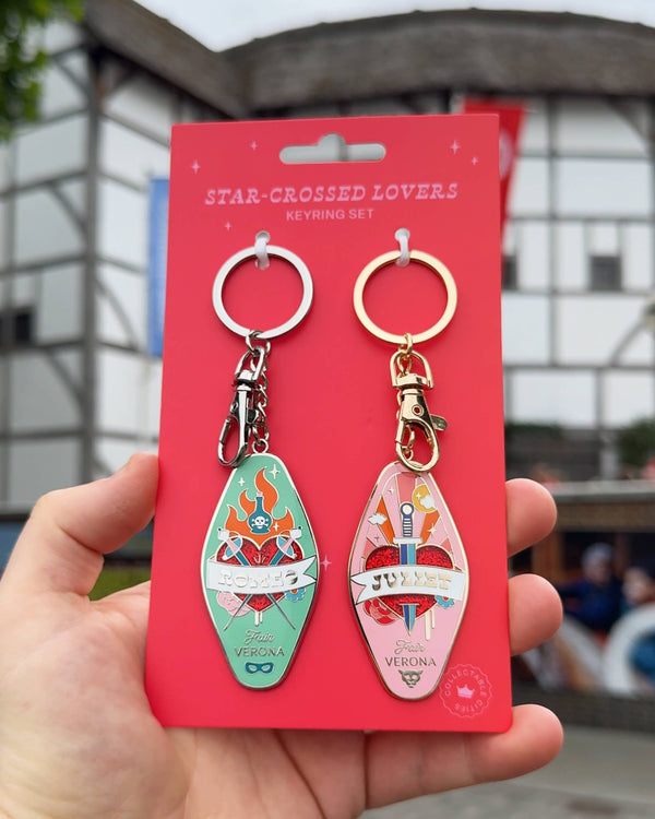 Romeo + Juliet keychain set, motel style keychains