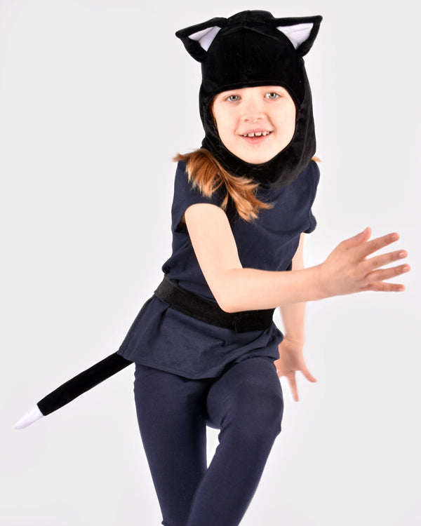Black cat set (hood and tail) 3-5 years