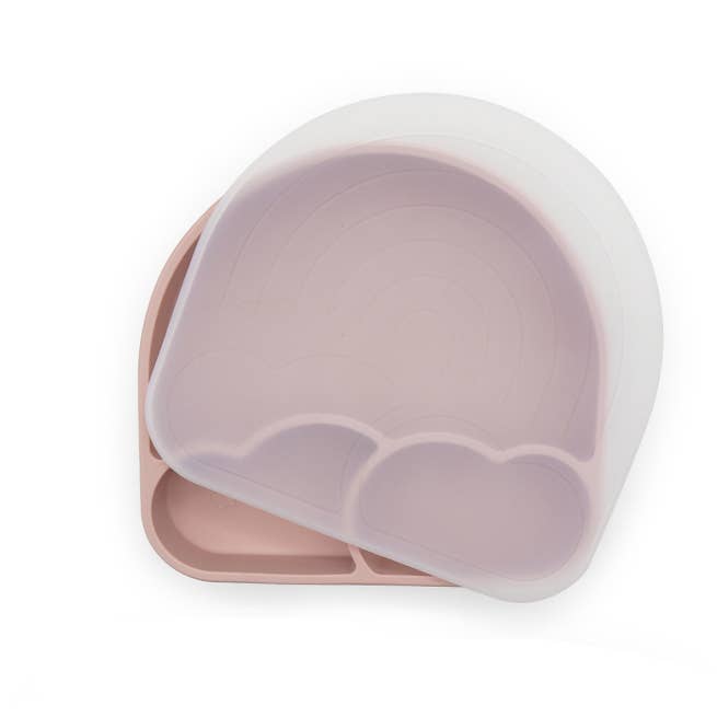 Dusty rose rainbow plate with lid