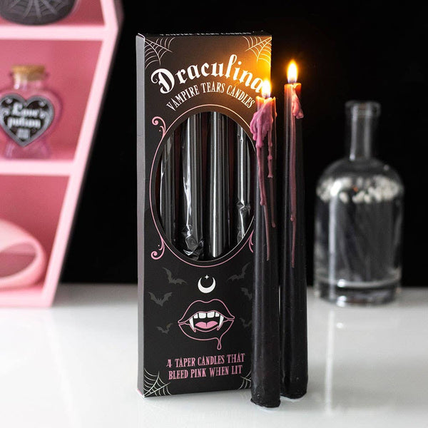 Set of 4 pink gothic "Vampire Tears" candles