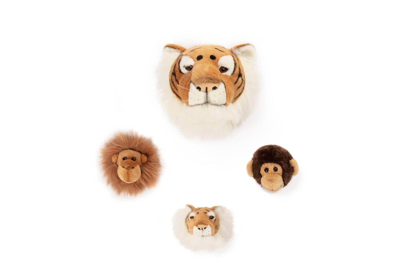 Mini Décoration Murale Peluche Têtes d'Animaux : Coffret Jungle