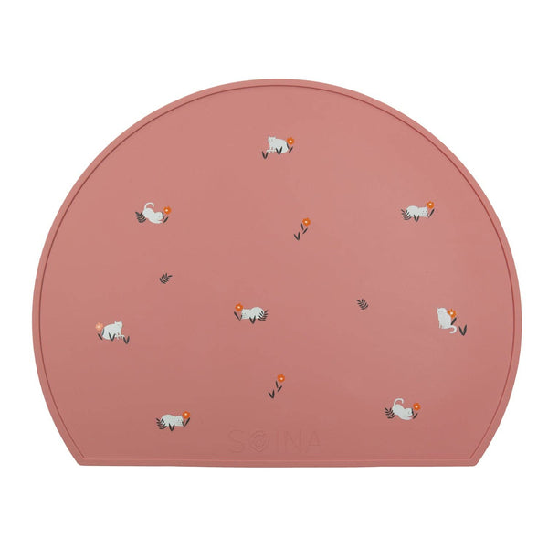 Silicone placemat with Cats design - terracotta
