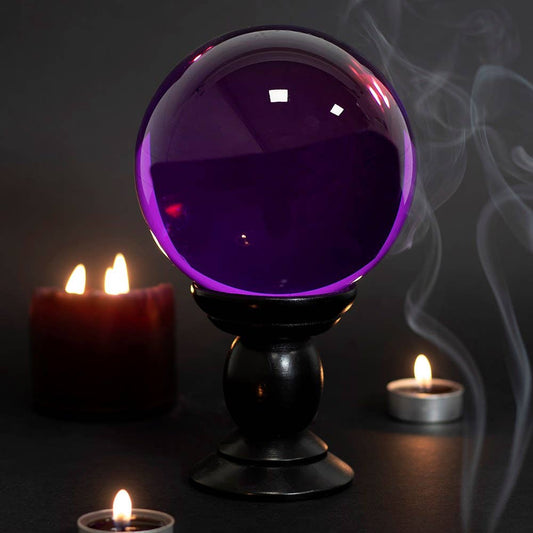 Grande Boule de Cristal Violette sur Support