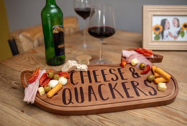 Duck "Cheese & Quackers" Wooden Charcuterie Board