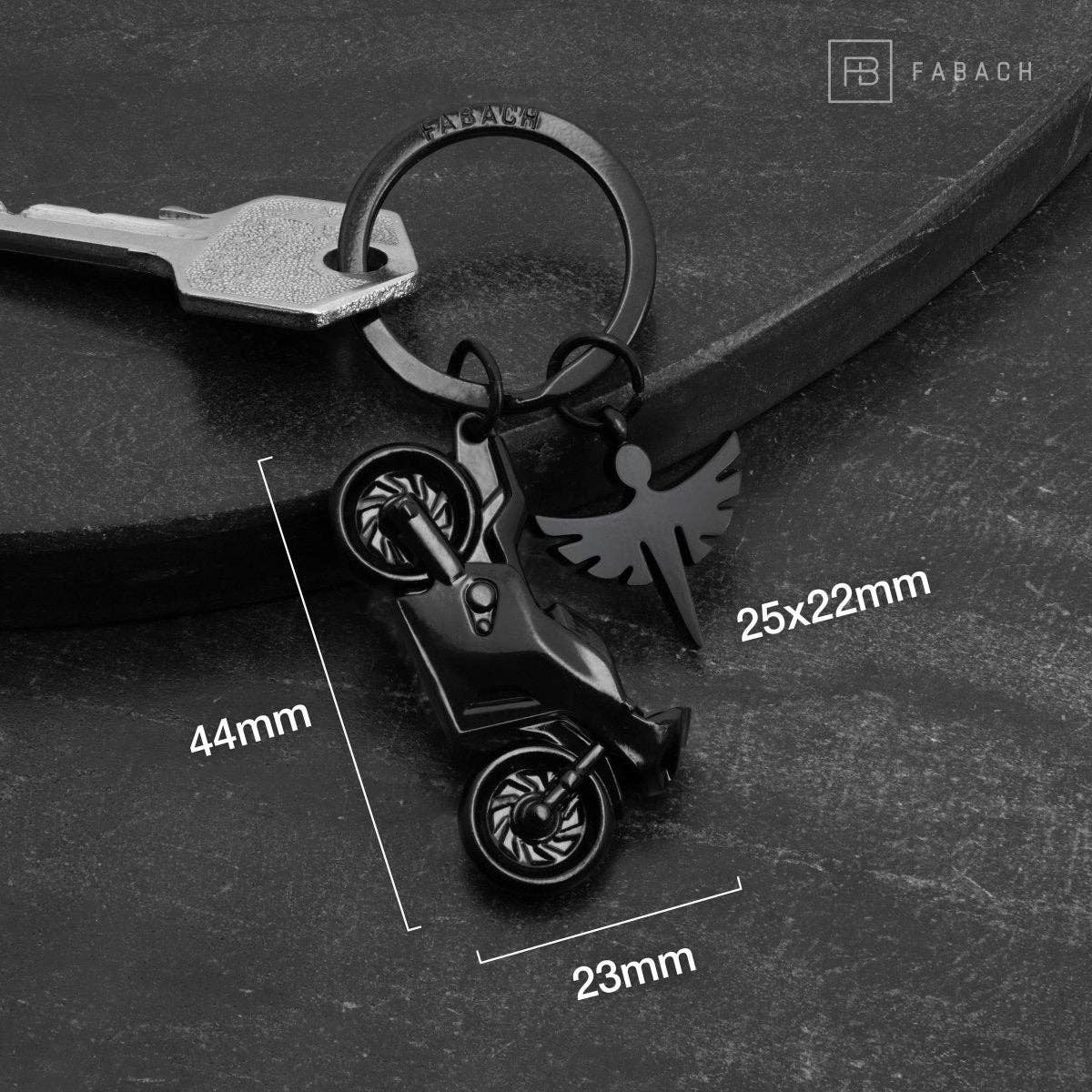 Motorcycle Keychain with Guardian Angel