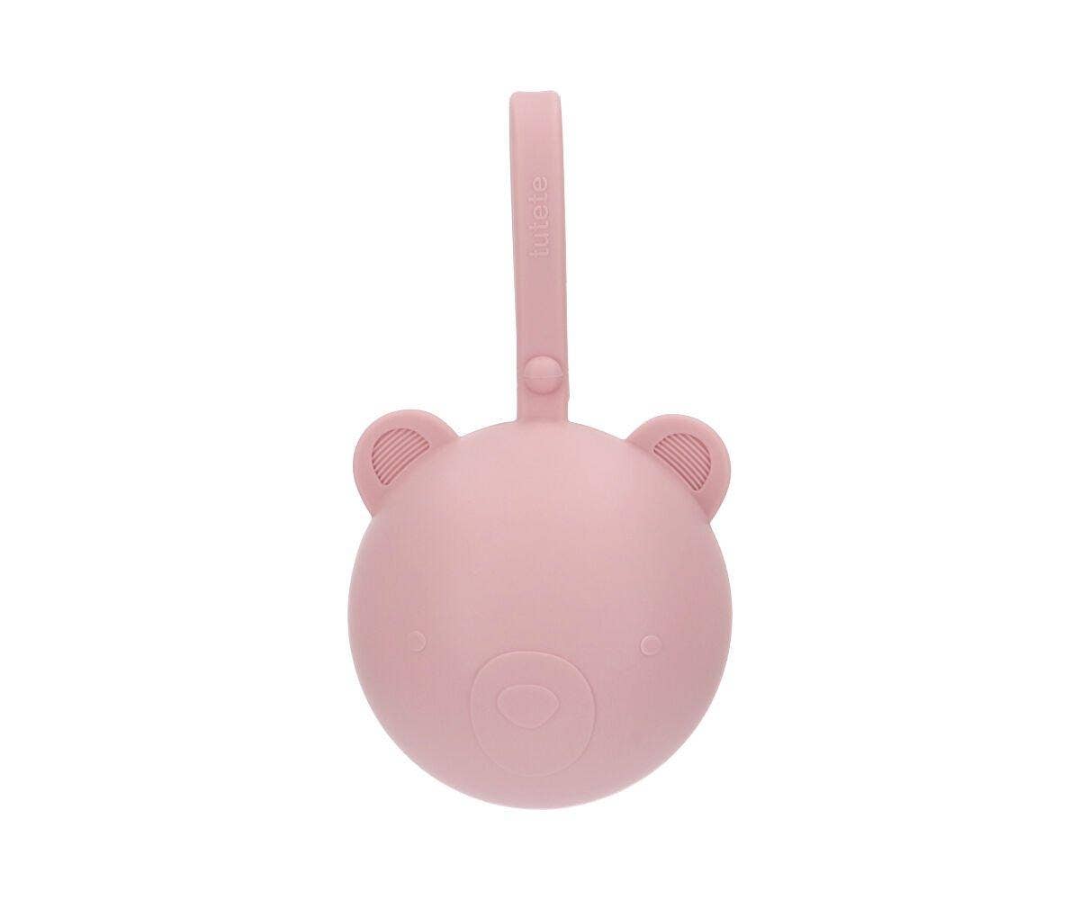 Pink Bear Silicone Soother Clip