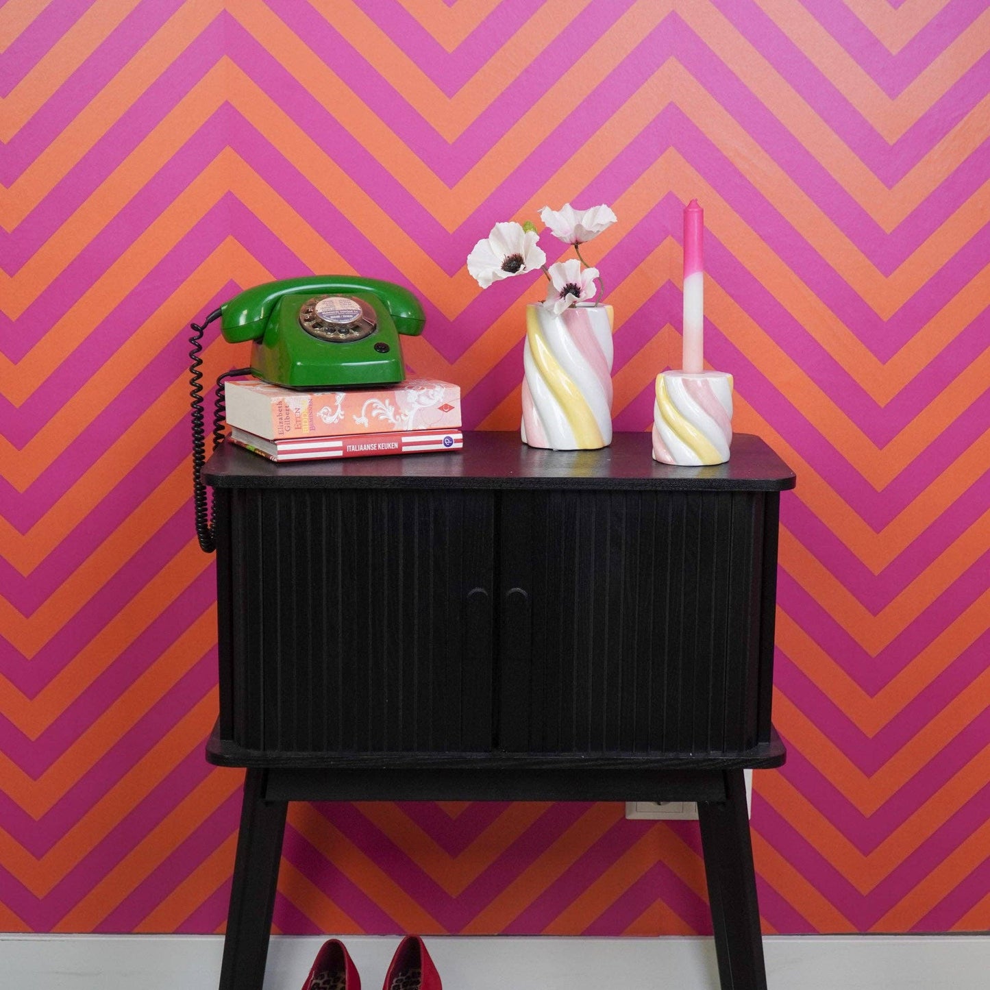 Vase - Marshmallow - Yellow/Pink/White - 10x10x15cm