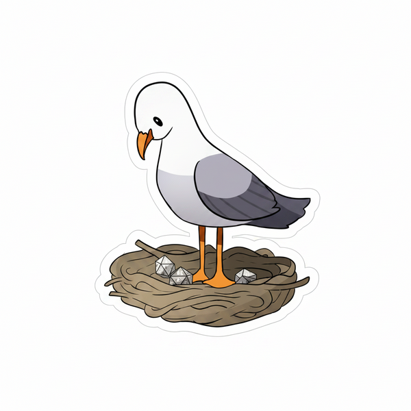 Seagull with Polyhedral Diced Eggs Sticker