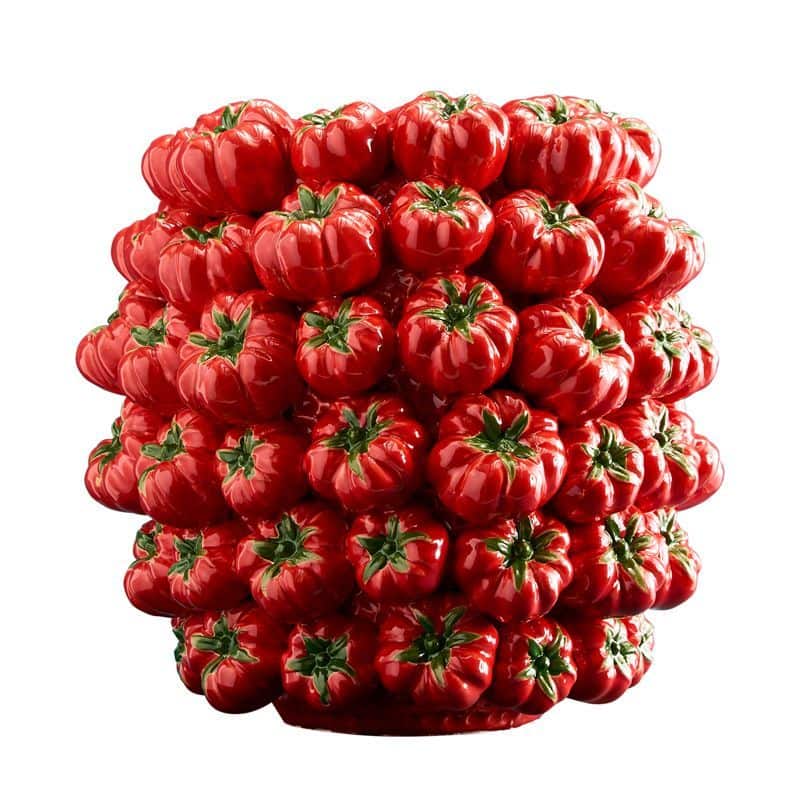 Tomatenvaas, rood aardewerk, 33,5 x 32 x 33 cm, handgemaakt