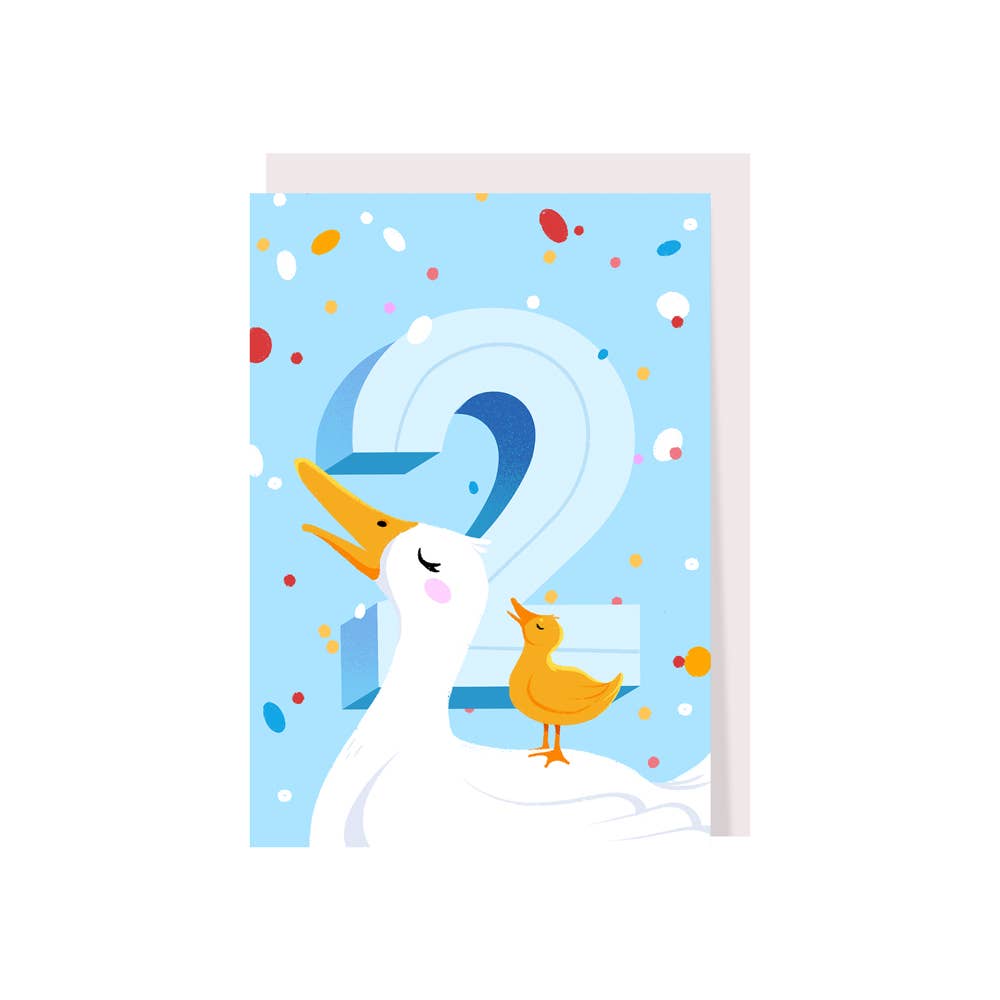 Birthday card for 4-year-old children, animals, duck, children's card