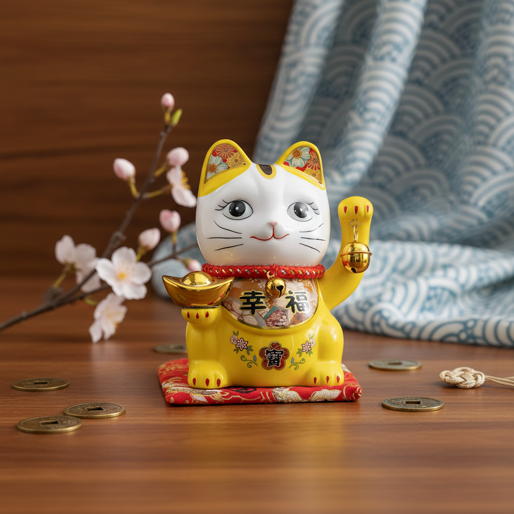 Gele gelukskat spaarpot