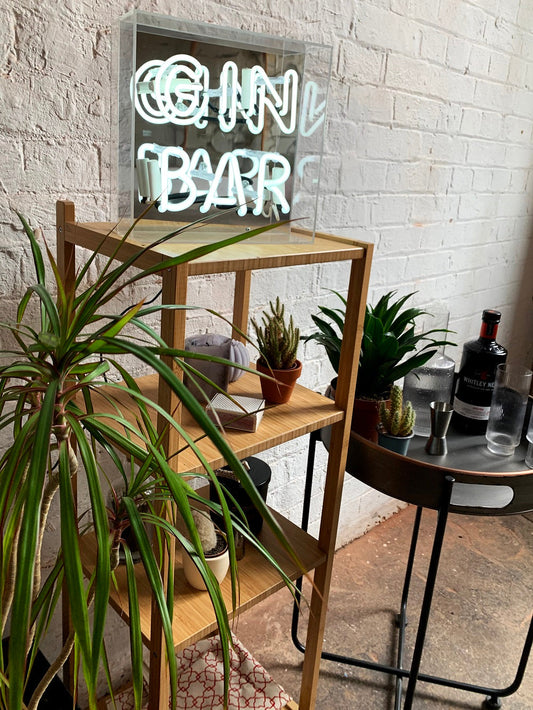 'GIN Bar' Glass Neon Sign