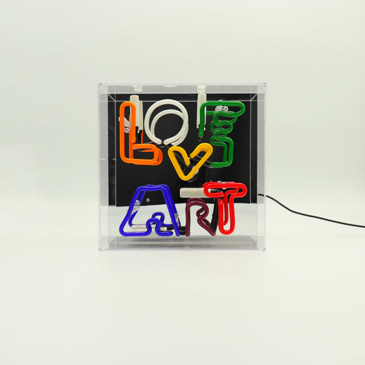 'Love Art' Glass Neon Box Sign